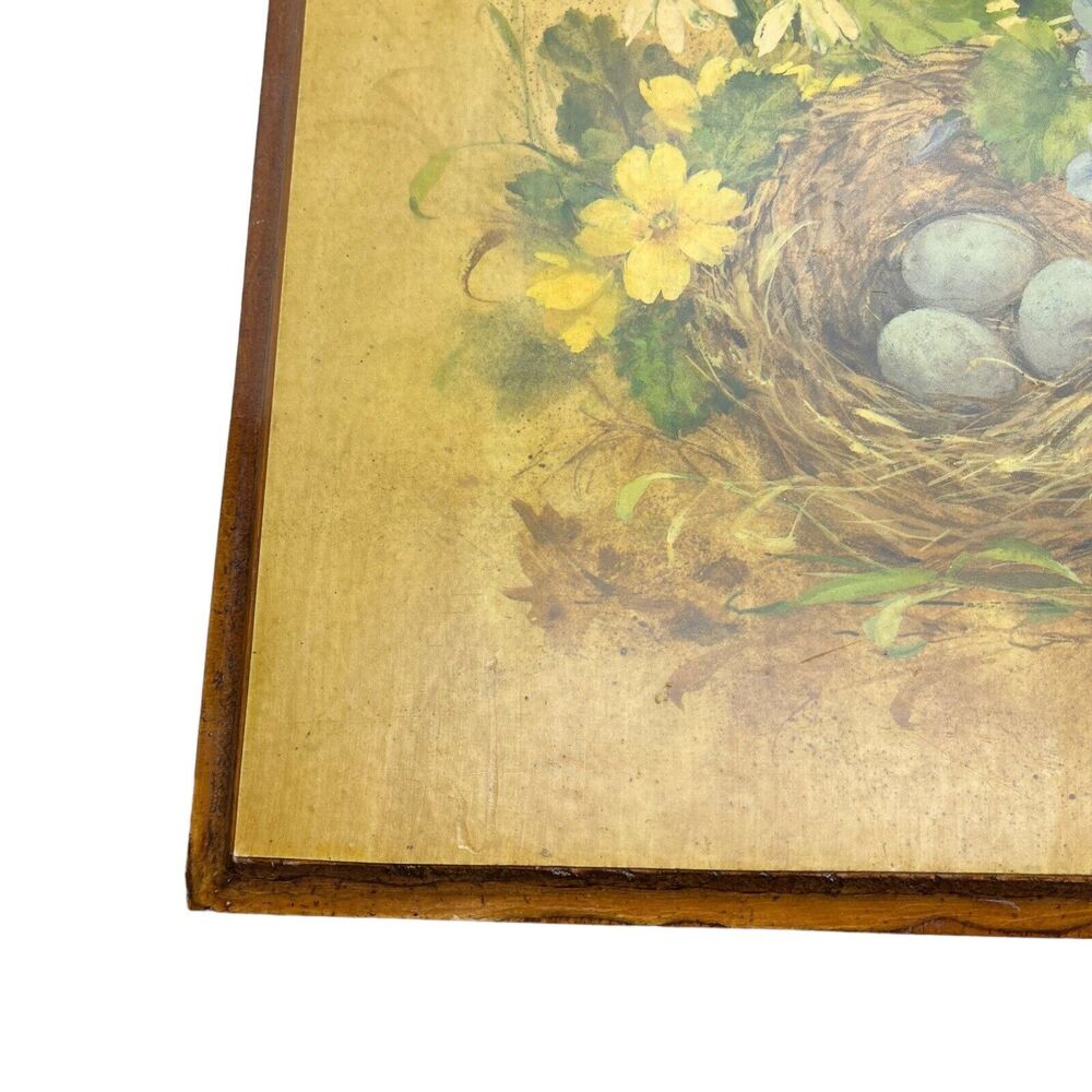 Wildflowers Robin's Nest Wall Art 70s Decoupage Wooden Wall Hanging Plaque Retro - Picture 6 of 11